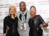 Actor Malik Yoba with Célia and Hélène Faussart of Les Nubians at Shared Interest\'s New York City screening of \"Mandela: Long Walk to Freedom\"