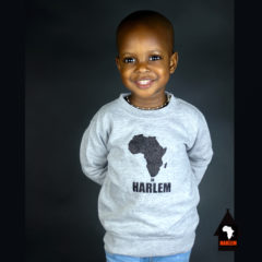 Africa in Harlem Pull à col ras du cou pré-rétréci Gris & Noir – Unisexe